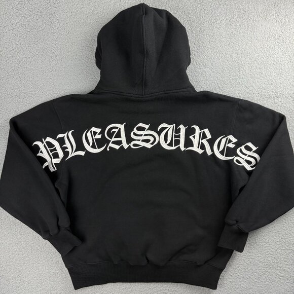 Pleasures Now Hoodie Mens Large L Black Neural Embroidered Fleece Sweatshirt 1 - Picture 1 of 11